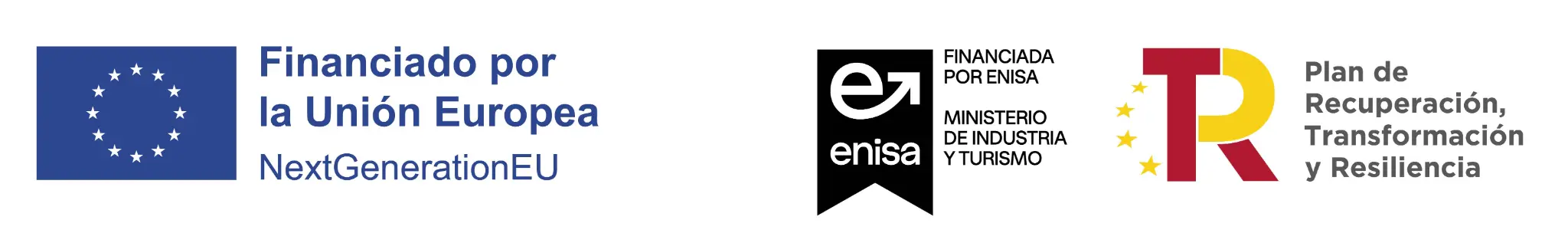 Financiado por la Unión Europea NextGenerationEU · Gobierno de España Ministerio de Industria y Turismo · Financiada por ENISA · Plan de Recuperación, Transformación y Resiliencia